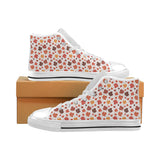 Colorful Maple Leaf pattern Men's High Top Canvas Shoes White