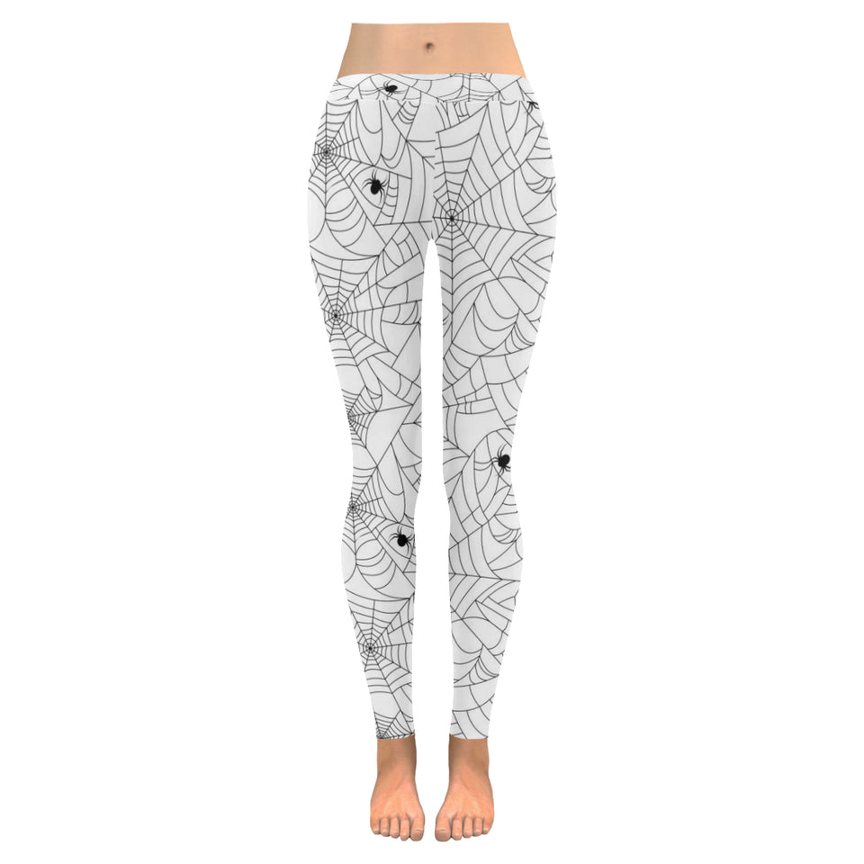 Spider web cobweb pattern white background Women's Legging Fulfilled In US