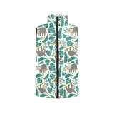 Cute sloths tropical palm leaves white background Women's Padded Vest