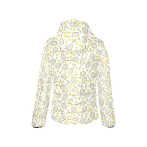 Tennis Pattern Print Design 02 Women's Padded Hooded Jacket