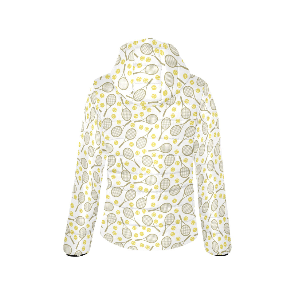 Tennis Pattern Print Design 02 Women's Padded Hooded Jacket