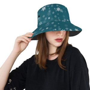 Snowflake pattern dark background Unisex Bucket Hat