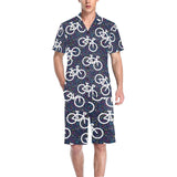 Bicycle Pattern Print Design 03 Men's V-Neck Short Pajama Set