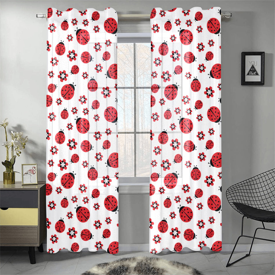 Ladybug Pattern Print Design 04 Gauze Curtain
