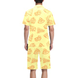 Cheese design pattern Men's V-Neck Short Pajama Set