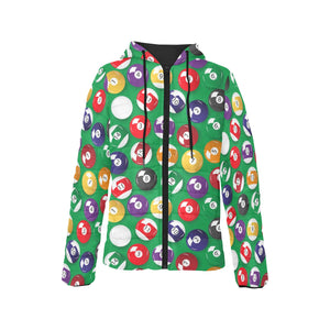 Billiard Ball Pattern Print Design 02 Women's Padded Hooded Jacket