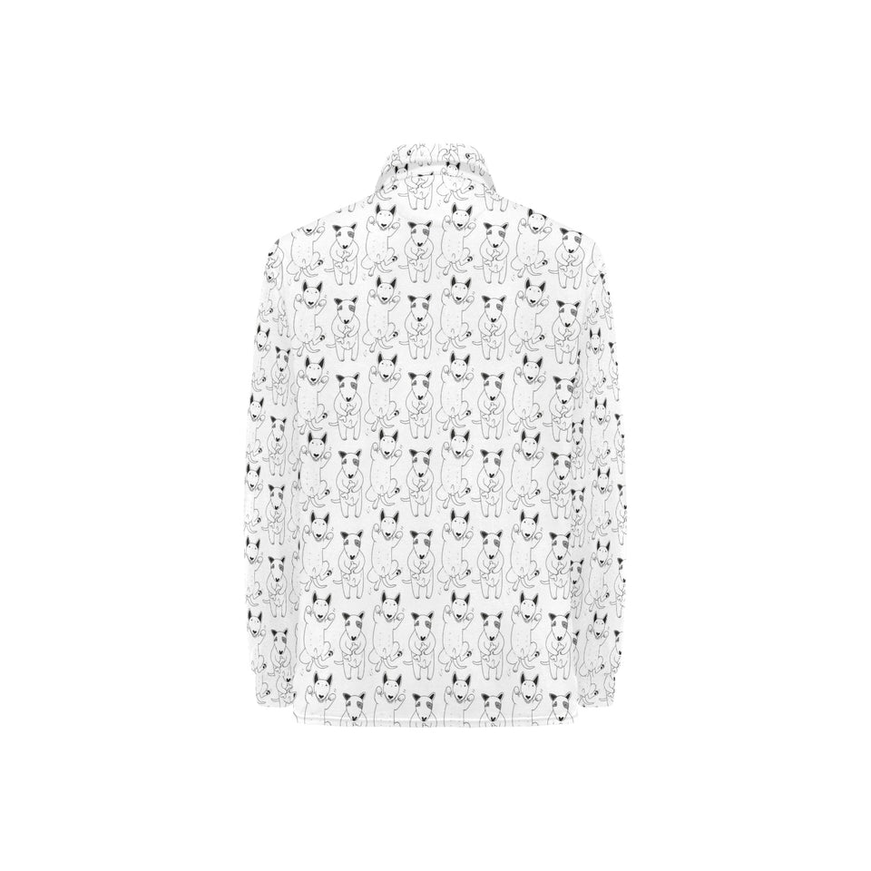 Bull Terrier Pattern Print Design 02 Women's Long Sleeve Polo Shirt