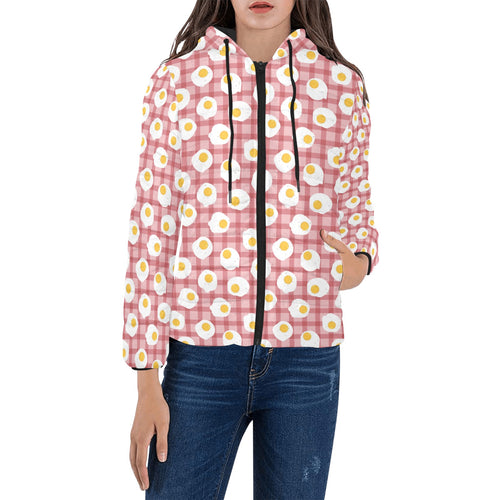 Fried Eggs Pattern Print Design 03 Women's Padded Hooded Jacket