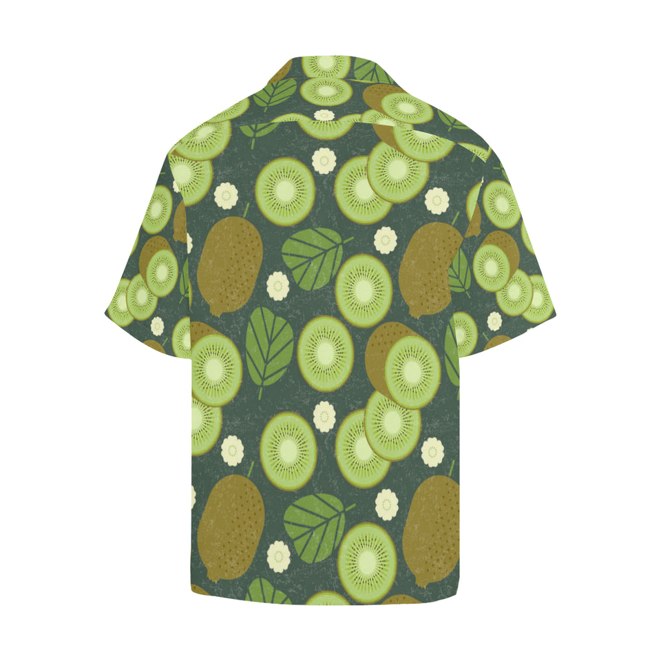 Whole sliced kiwi leave and flower Men's All Over Print Hawaiian Shirt