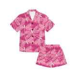Beautiful dragonfly pink background Kids' Boys' Girls' V-Neck Short Pajama Set