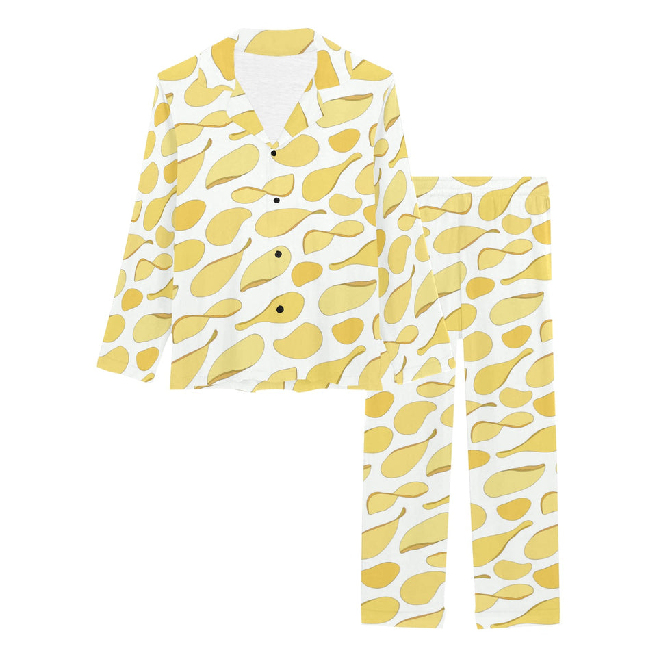 Potato Chips Pattern Print Design 02 Women's Long Pajama Set