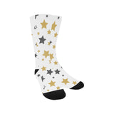 hand drawn gold black star pattern Crew Socks