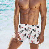 Cool rooster chicken cock floral ornament backgrou Men's Swimming Trunks