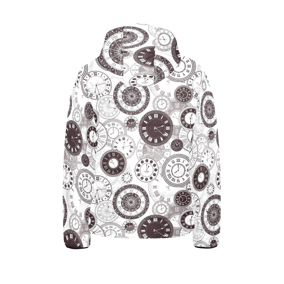 Classic vintage clock pattern Kids' Boys' Girls' Padded Hooded Jacket