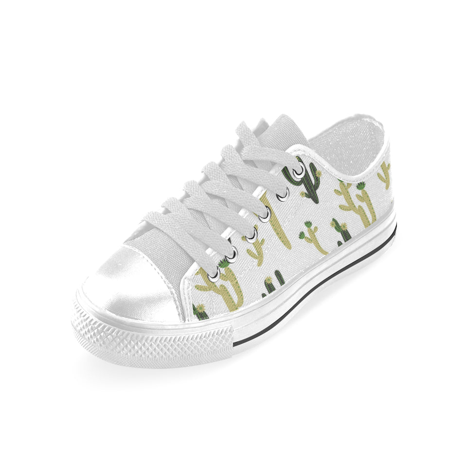 Cute cactus pattern Men's Low Top Shoes White