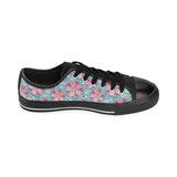 3D sakura cherry blossom pattern Men's Low Top Canvas Shoes Black
