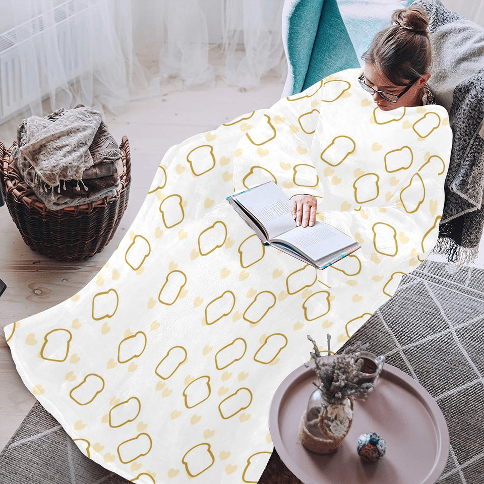 Bread Toast Pattern Print Design 01 Blanket Robe with Sleeves