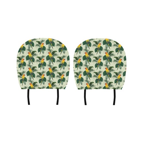 Beautiful parrot palm leaves pattern Car Headrest Cover