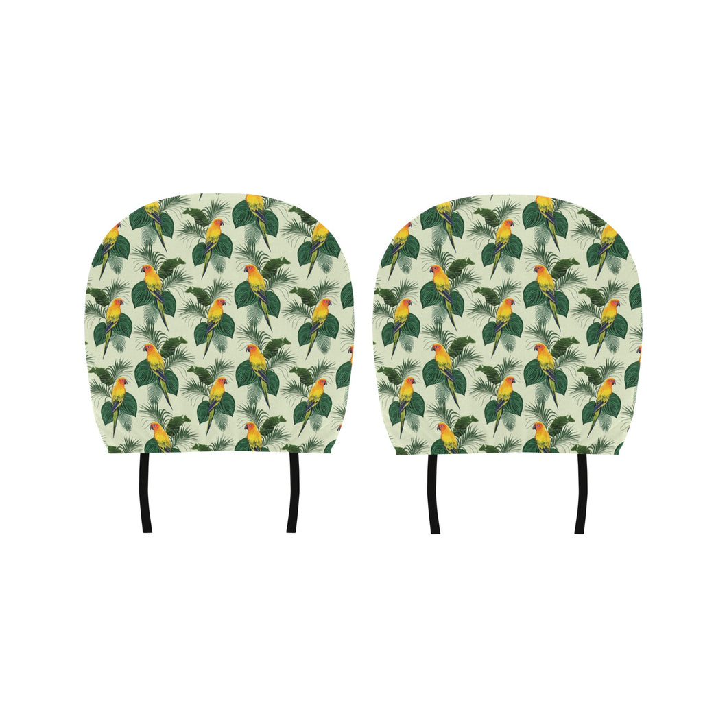 Beautiful parrot palm leaves pattern Car Headrest Cover