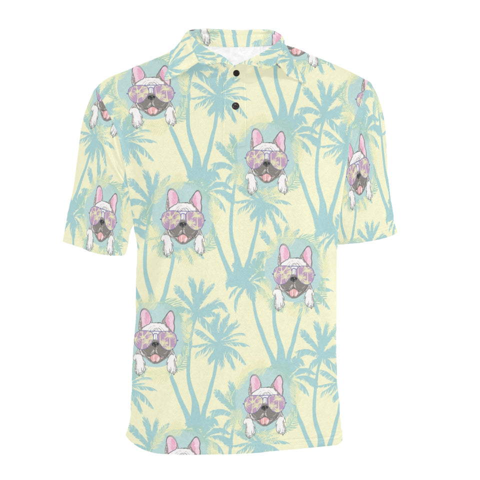 French bulldog hawaii blackground Men's All Over Print Polo Shirt