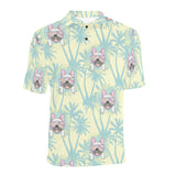 French bulldog hawaii blackground Men's All Over Print Polo Shirt