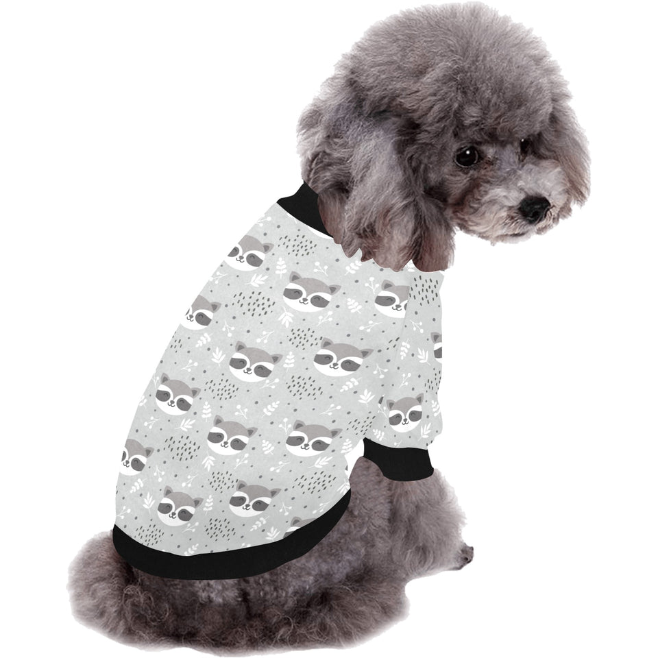 Cute raccoons leaves dot All Over Print Pet Dog Round Neck Fuzzy Shirt