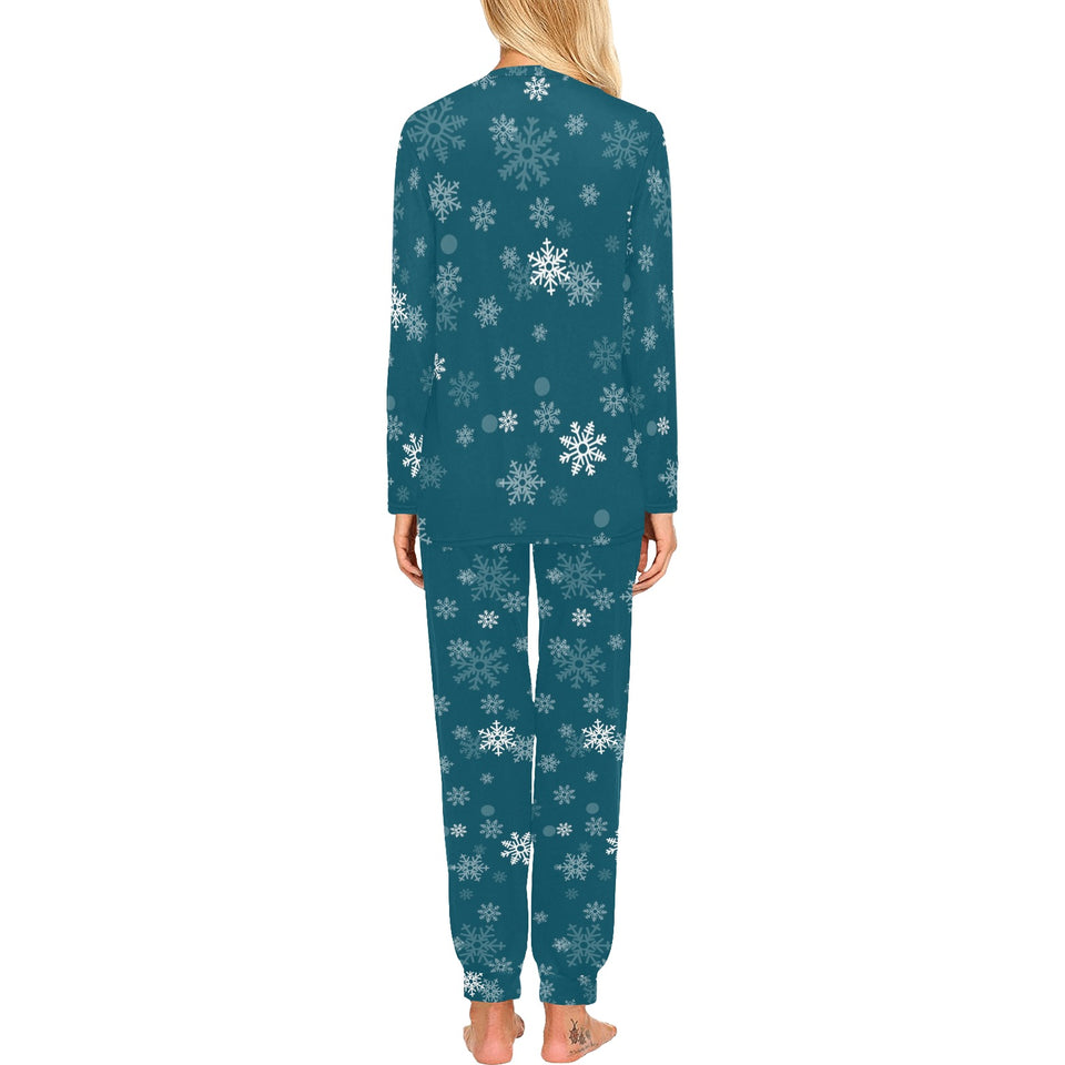 Snowflake pattern dark background Women's All Over Print Pajama Set