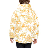 hand drawn orange fruit pattern Kids' Boys' Girls' Padded Hooded Jacket