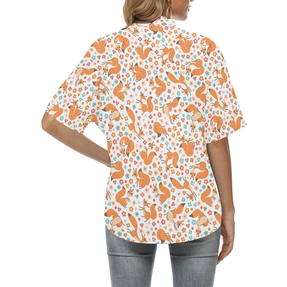 Squirrel Pattern Print Design 05 Women's All Over Print Hawaiian Shirt