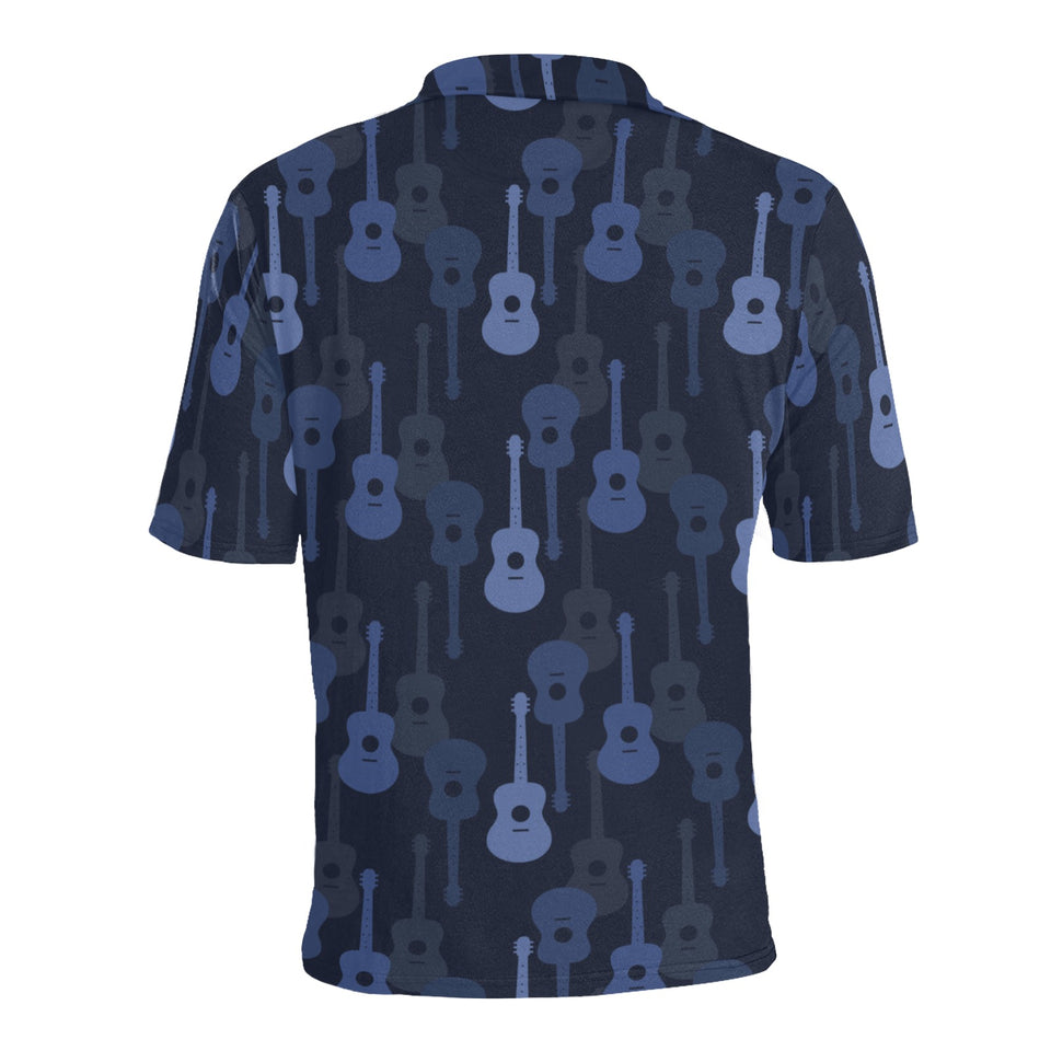 Blue Theme guitar pattern Men's All Over Print Polo Shirt