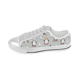 Cute Penguin christmas pattern Men's Low Top Shoes White