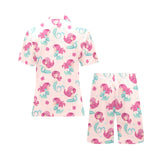 Cute little mermaid pattern Men's V-Neck Short Pajama Set