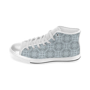 Traditional indian element pattern Women's High Top Canvas Shoes White