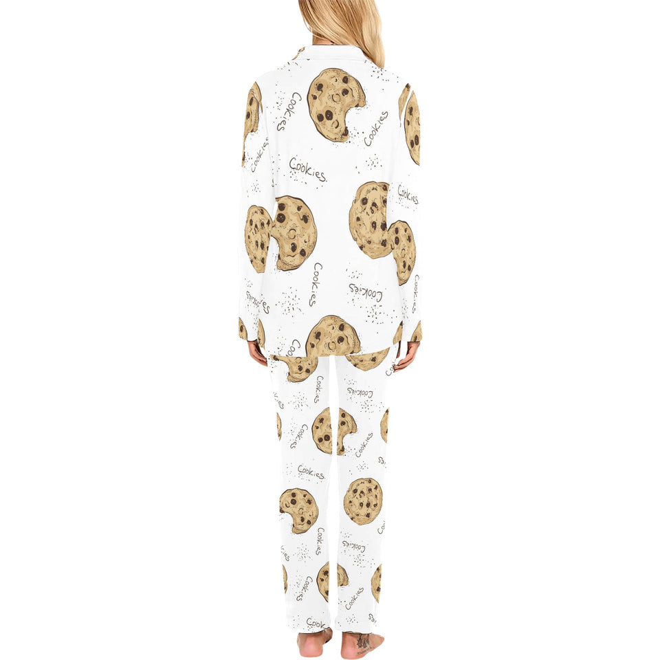 Sketch style cookie pattern Women's Long Pajama Set