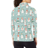 Cute snowman pattern Women's Long Sleeve Polo Shirt