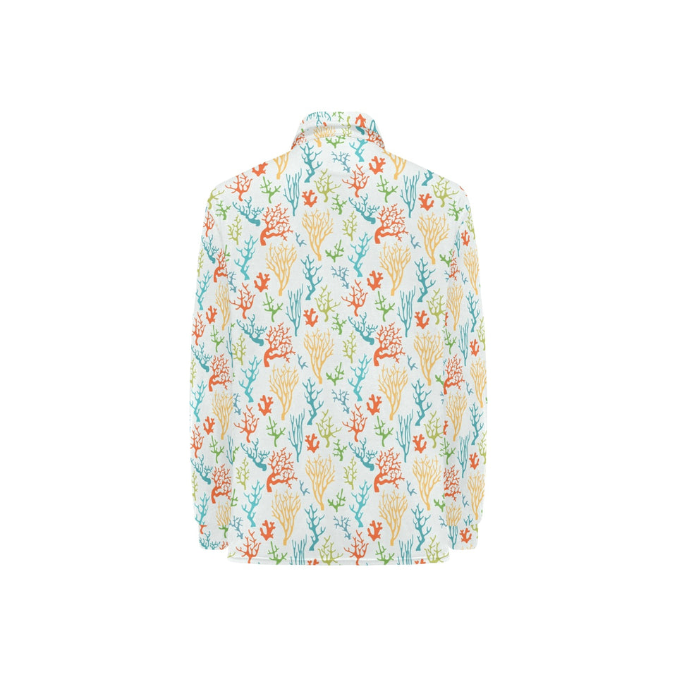 Coral Reef Pattern Print Design 02 Women's Long Sleeve Polo Shirt