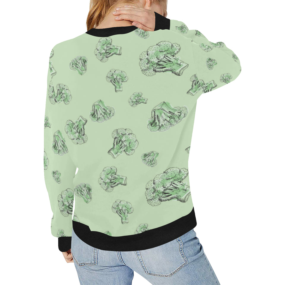 broccoli sketch pattern Women's Crew Neck Sweatshirt