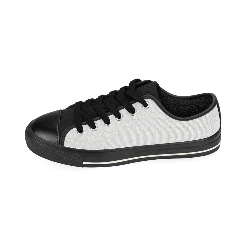 arabic white pattern Men's Low Top Canvas Shoes Black