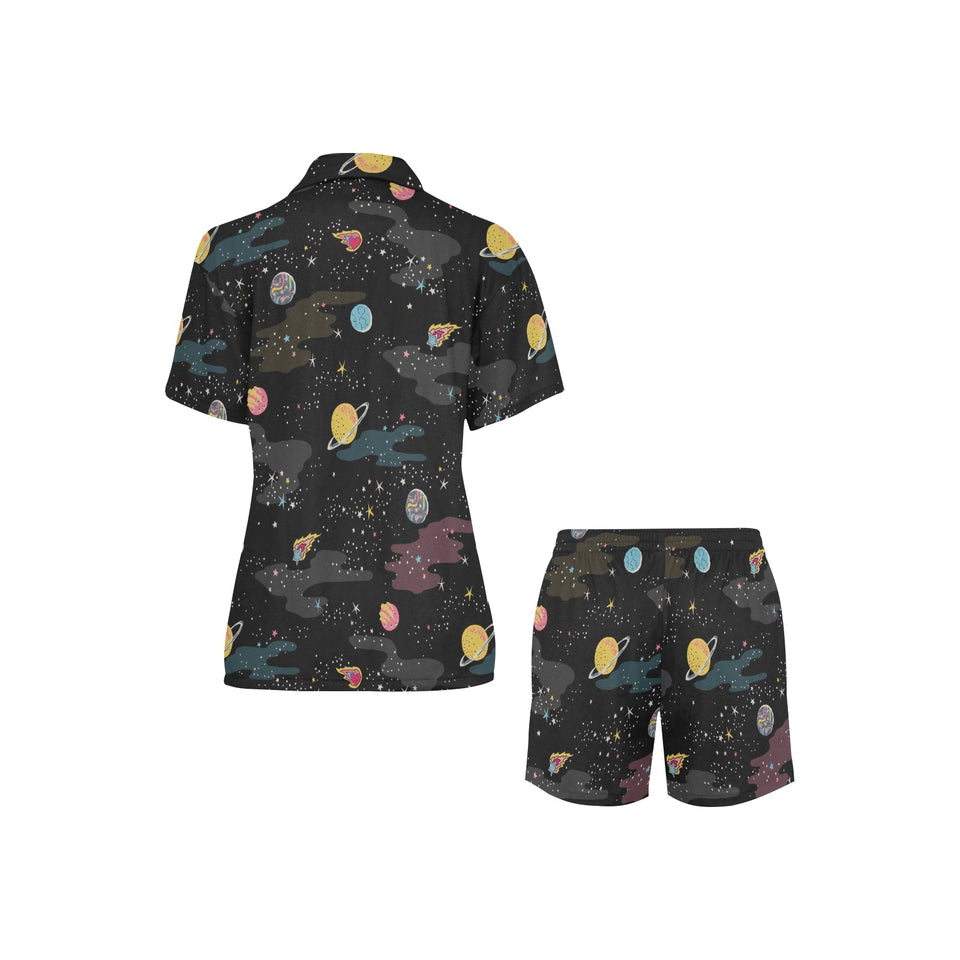 space pattern Women's V-Neck Short Pajama Set