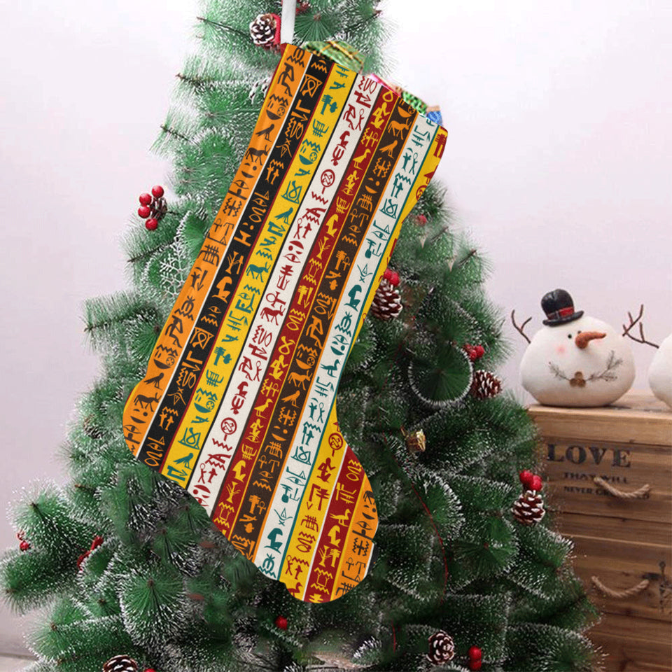 Egypt Hieroglyphics Pattern Print Design 01 Christmas Stocking