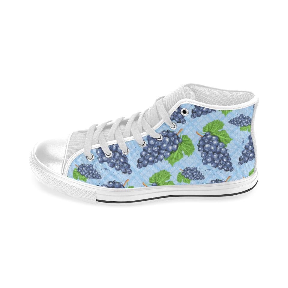 Watercolor grape pattern Men's High Top Canvas Shoes White