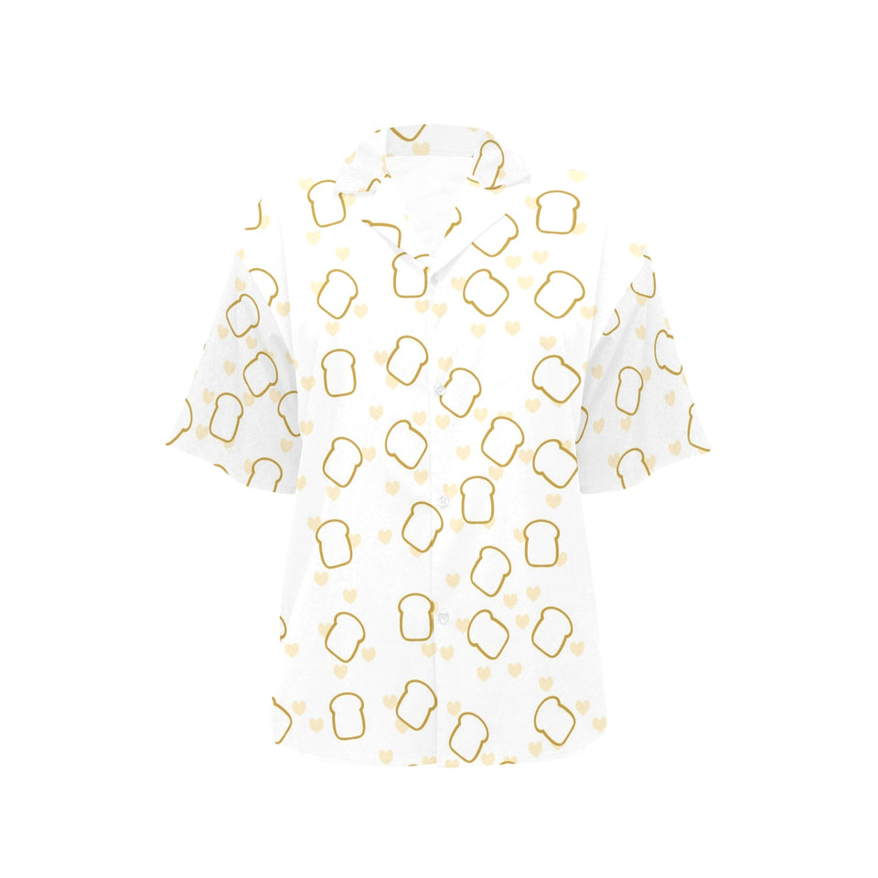 Bread Toast Pattern Print Design 01 Women's All Over Print Hawaiian Shirt