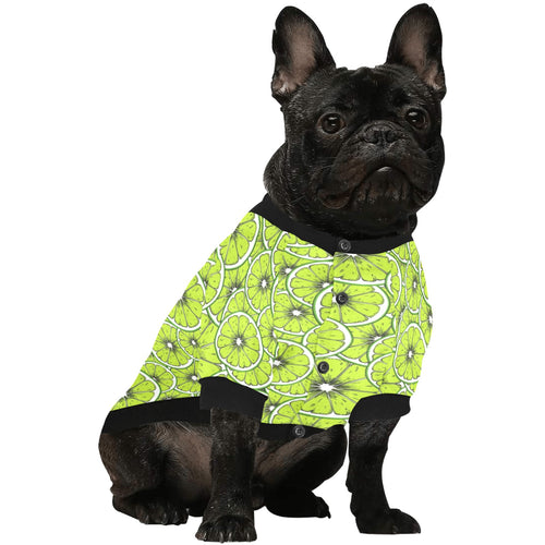 Slices of Lime design pattern All Over Print Pet Dog Round Neck Fuzzy Shirt