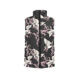 Japanese crane pink sakura pattern Women's Padded Vest