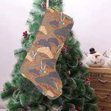 Bonsai bamboo stork japanese pattern brown theme Christmas Stocking