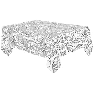 Cartoon hand drawn ice cream black white Tablecloth