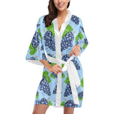 Watercolor grape pattern Women's Short Kimono Robe