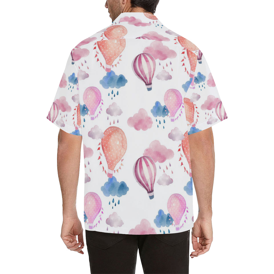 Watercolor air balloon cloud pattern Men's All Over Print Hawaiian Shirt