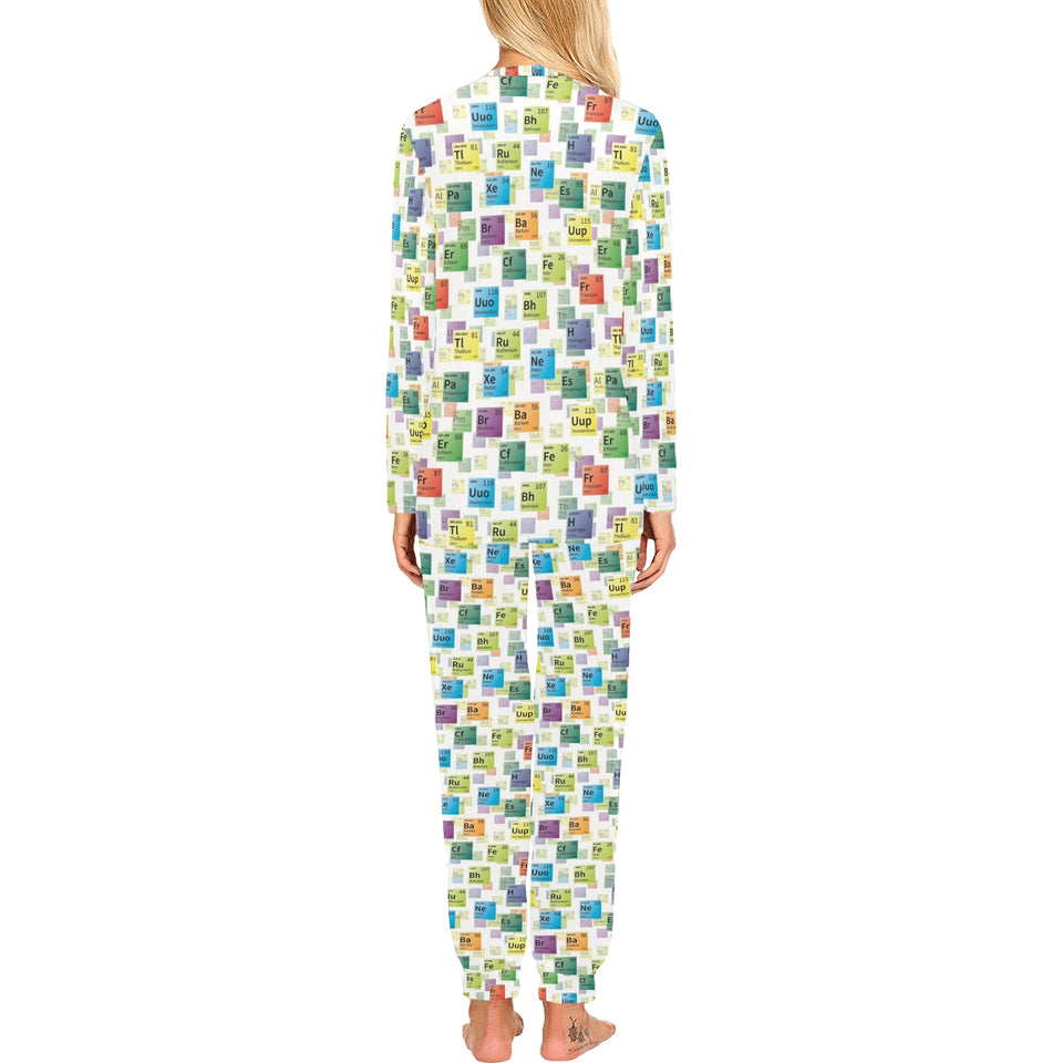 Chemistry Periodic Table Pattern Print Design 05 Women's All Over Print Pajama Set