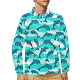 Dolphin sea pattern Men's Long Sleeve Polo Shirt